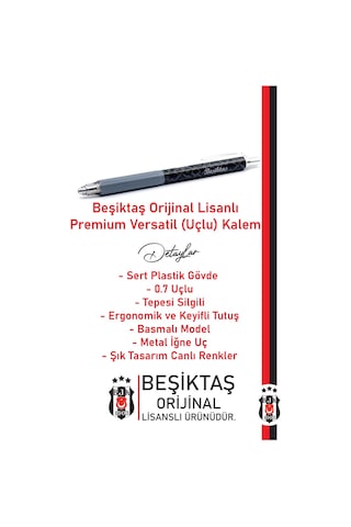 Beşiktaş Lisanslı Premium Versatil Uçlu Kalem 0.7 Kutulu
