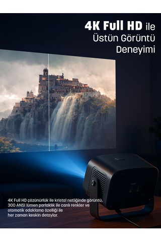 Jeero 4k Smart Cinema Portable Projector Auto Focus / Android Türkçe Menü