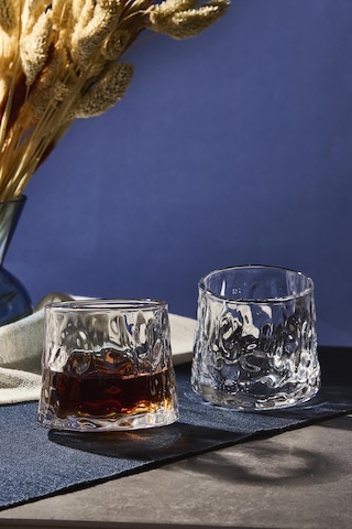Greta Şeffaf 2'li 360 Derce Dönerli Viski Meşrubat Bardağı Japon Style 160ml