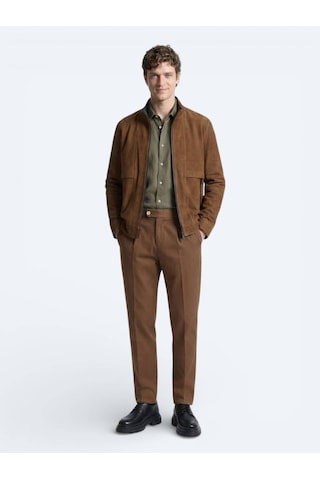 Kip Karamel Regular Fit Dik Yaka Casual Deri Mont