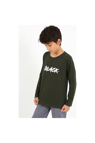 Akbeniz Erkek Çocuk Uzun Kol Penye Pijama Takım 20437 Haki