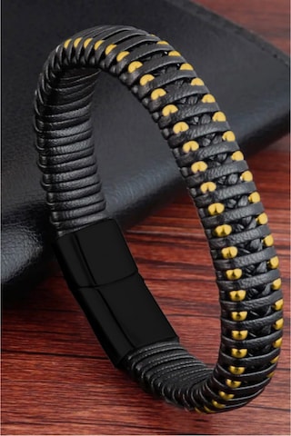 Brezza Lusso Jewelry Hakiki Deri Sarı Dorica Toplu Özel Çelik Erkek Bileklik
