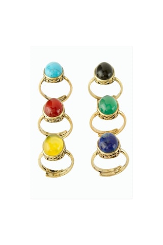 Oval Doğaltaşlı Otantik Yüzük - Lapis N145 Çok Renkli 60610537