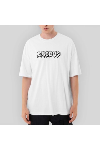 Exodus Text Oversize Beyaz Tişört Beyaz