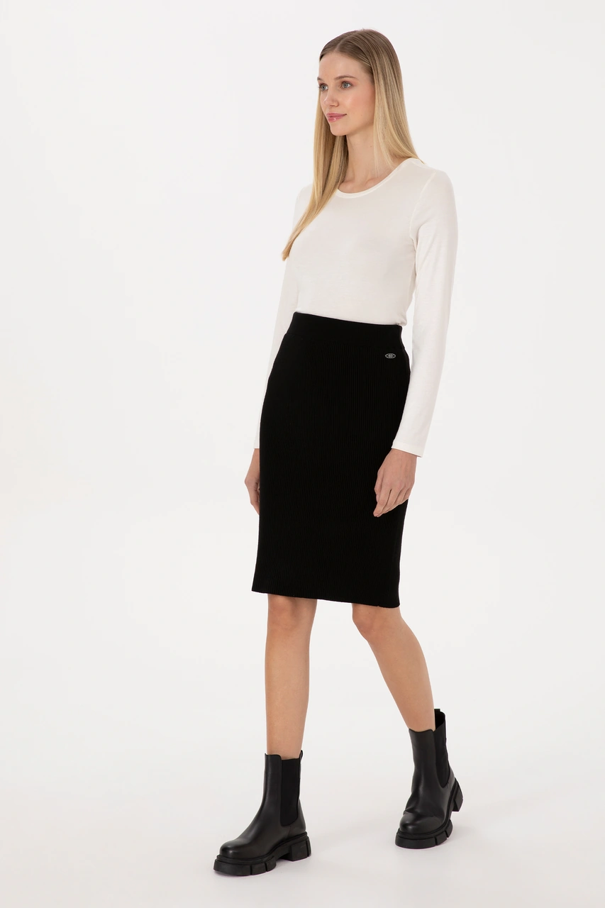 U.s. Polo Assn. Kadın Siyah Etek Triko 50315594-vr046 Siyah