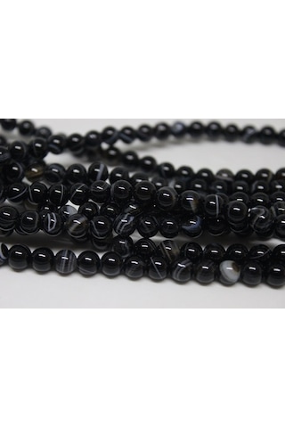 Akik Taşı Yarım Dizi 6 MM (17309) 18 CM Çok Renkli
