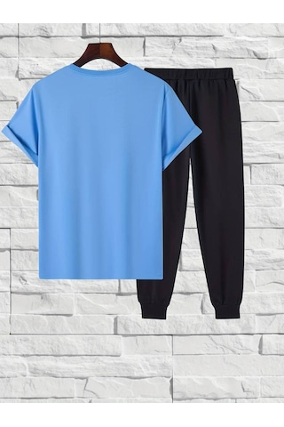 Uyguntarz Unisex Beyaz Fs Baskılı Siyah Kargo Eşofman Takımı Bebe Mavi