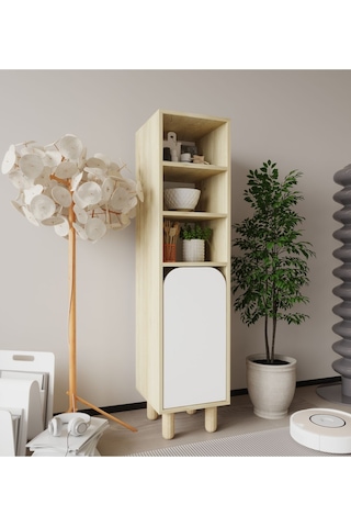 Parma 1 Kapaklı Mutfak Dolap, Kahve Köşesi, Çok Amaçlı Dolap Safir Meşe-beyaz