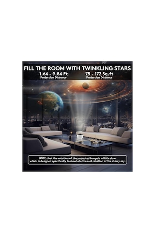 Planetaryum Galaksi Projektörü Gece Lambası - 12 Adet Full Hd Uzay Projeksiyon Diski, Ayarlanabilir Konsantrasyon Uzu