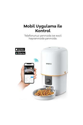 Kameralı ve Ses Kontrollü 4 Litre Akıllı Mama Kabı