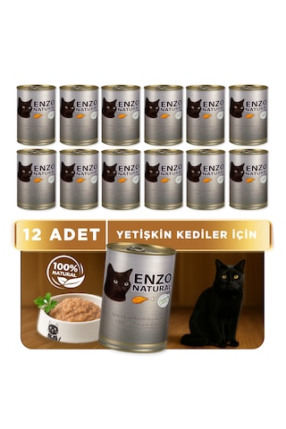 Enzo Natural Tavuk Etli Konserve Yaş Kedi Maması 410 Gr X 12
