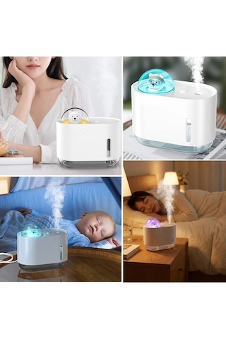 Uzay Ayısı 300 Ml Usb Hava Nemlendirici Led Işıklı Masaüstü Buhar Makinesi, Yatak Odası &amp Amp Çocuk Odası İçin Ortam Nemlendirici 4741