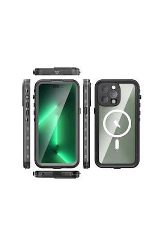 Apple Uyumlu iPhone 14 Pro Max Kılıf 1-1 Su Geçirmez Kılıf Siyah