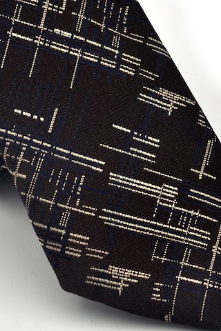 Gaffy Bej Lacivert Kırcıl Desenli Kahverengi Dokuma Kumaş Mendilli Slim Fit Kravat // Sdk-2611-5 Kahverengi