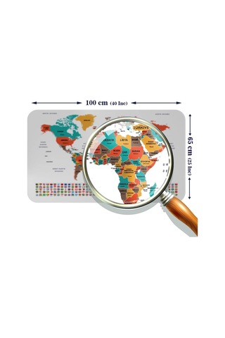 Eğitici - Öğretici Dünya Ve Türkiye Haritası Çocuk Odası Duvar Sticker-60x105-3886 Renkli