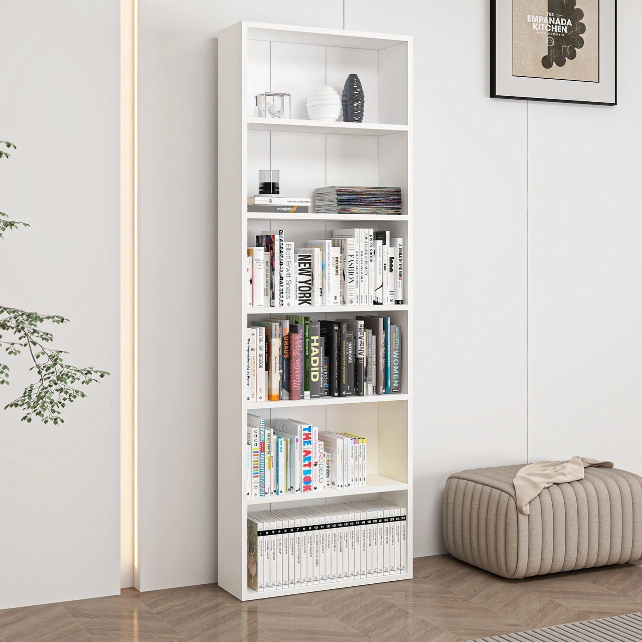 Adel 5 Raflı Kitaplık - Beyaz Beyaz