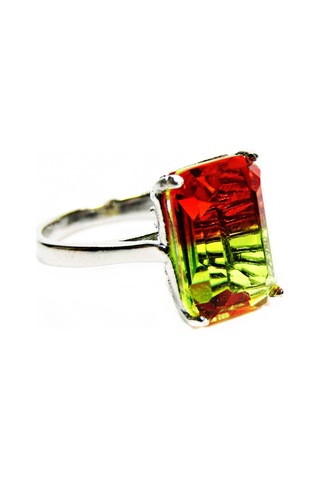 Gümüş Baget Turmalin Taşlı Kadın Yüzük