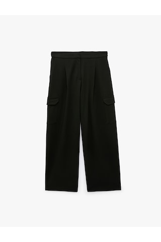 Koton Cepli Pileli Geniş Paça Kargo Baggy Kumaş Pantolon Siyah 7wak40104ek