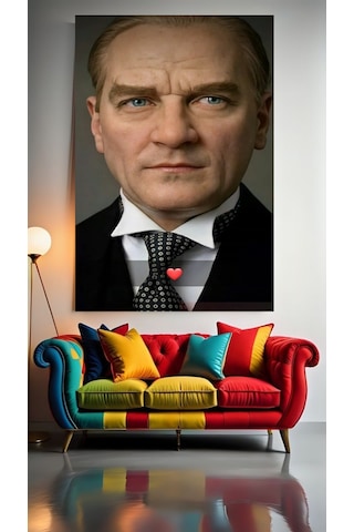 Atatürk Portresi V2 Ev Duvar Salon Güzellik Salonu Ofis Dükkan Dekarasyon Kanvas Tablo