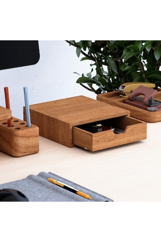 Desna Tek Katlı Tek Çekmeceli Dolap - Kiraz 18 Cm Uzunluk X 19 Cm Derinlik X 5.8 Cm Woodsaka Doğal Ahşap