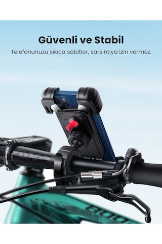 Ugreen Motosiklet Ve Bisikletler İçin 360 Gidon Telefon Tutucu, Siyah, 60548