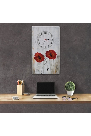 Decorıta Cam Saat | Gelincik Temalı Çok Renkli