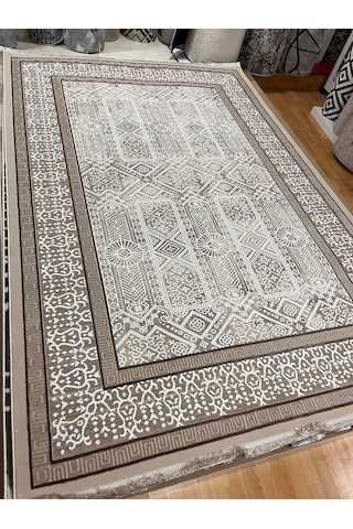 Bertuğ Halı Ada Serisi 013 Salon Oturma Odası Halısı 6m2 200x290 Vizon - Beyaz