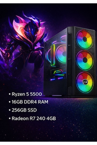 Apphirex Eco EX57 R5-5500 16 GB 256 GB SSD 4 GB R7240  W11P Masaüstü Oyuncu Bilgisayarı