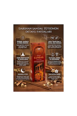 Darshan Sandal Ağacı Sandalwood Çubuk Tütsü 20 Adet
