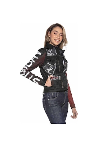 Wj172 Kadın Back To Black Baskılı Kot Ceket Black