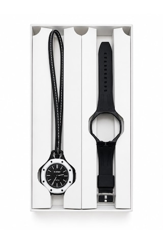 Duostyle 2'si 1 Arada Analog Kol Saati Ve Çanta Saati Silikon Kordonlu Unisex Siyah