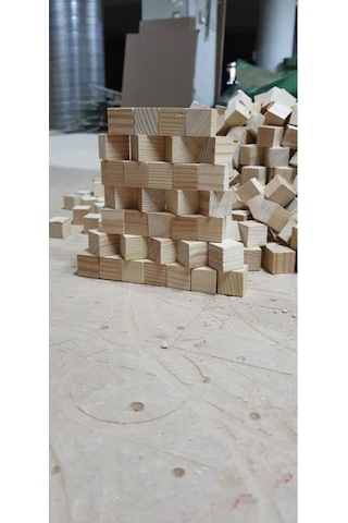 3 3 3 Cm Masif Ahşap Çam Küp Bloklar 32 Adet