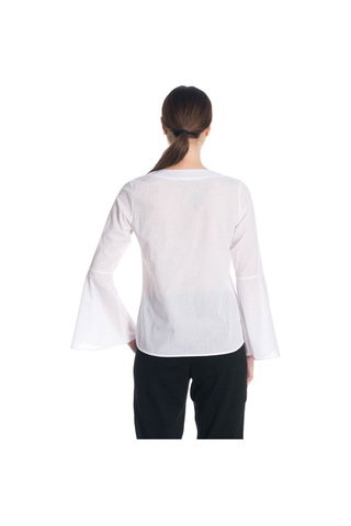 Bulalgiy Kadın Beyaz Kolları Volan Bluz - Bga183457 Beyaz