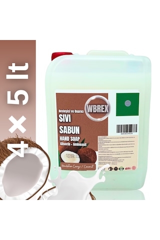 Wbrex Hindistan Cevizi & Vanilya Besleyici ve Onarıcı Sıvı El Sabunu 4 x 5 L