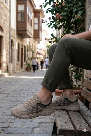 Pepita E097 Rahat Özel Tasarım Günlük Sneaker Erkek Spor Ayakkabı Kum