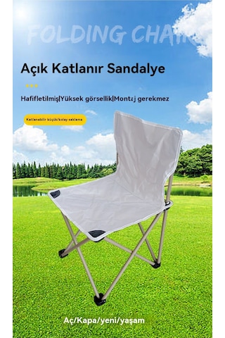 Açık Hava Katlanır Sandalye Kamp Çizim Sandalyesi Balıkçılık Taşınabilir Sandalye Ekstra Siyah : 102 102 172 Cm