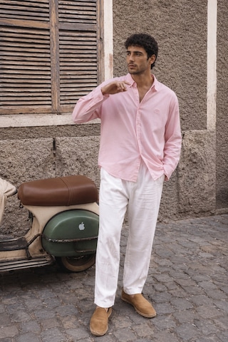 Respire Erkek Minimal Baskılı Oversize Dokulu Gömlek 2'li Set Pembe-petrol