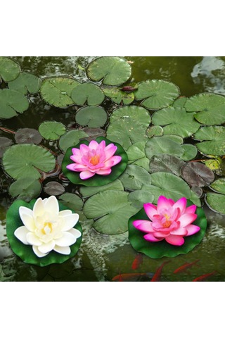 Jeehugo 10 Cm Çaplı Sahte Lotus Çiçeği - Akvaryum, Havuz, Göl Dekorasyonu - Su Üstünde Yüzen, Dayanıklı Eva Malzeme - Gerçekçi Görünüm