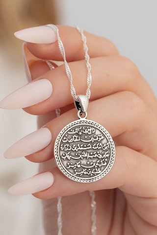 Çift Taraflı Nazar Duası Ve Kıtmir 925 Ayar Gümüş Sevgiliye - Eşe - Anneye - Arkadaşa Hediye Kolye
