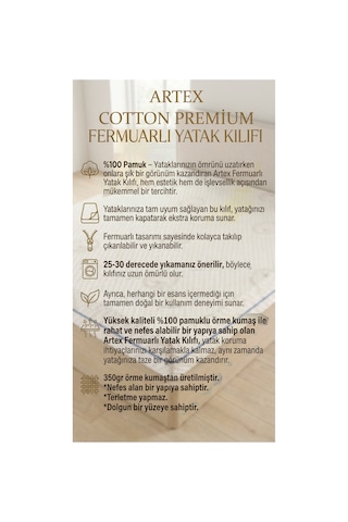 Cotton Premium Fermuarlı Yatak Kılıfı 90x200 Koruyucusu %100 Pamuklu Kılıf Kapitone Tek Kişilik Naturel