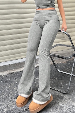 Genius Store Kadın Pantolon Pamuklu Likralı Süprem Esnek İspanyol Paça Spor Ve Günlük Pantolon Süprem-pantolon Gri