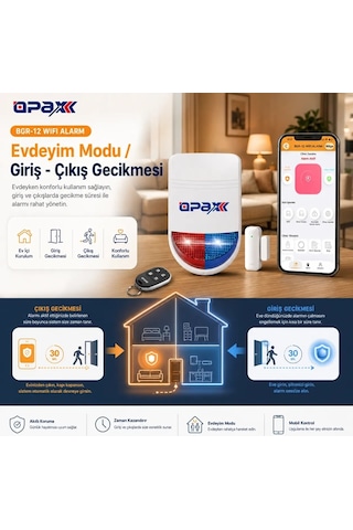 Opax Bgr-12 Wifi Kablosuz Alarm Sistemi 96 Bölge Desteği 1 Yıl Ahm