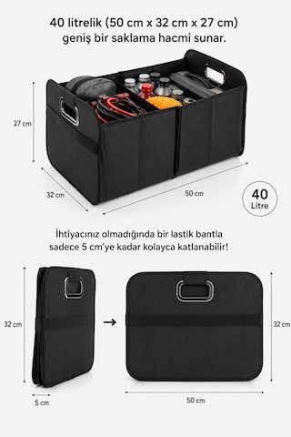 Katlanabilir Oto Bagaj Toparlayıcı Organizer Katlanabilir Bagaj Saklama Kutusu Doğal