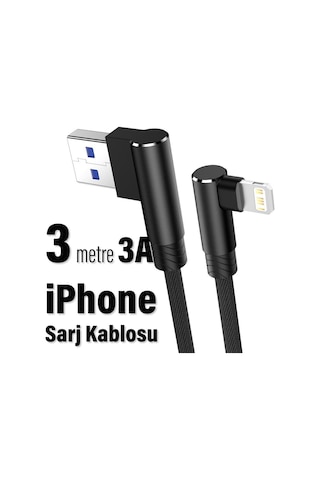 3 Metre Oyuncu Şarj Kablosu İphone Uyumlu Uzun 3a 3m Usb - Ligtning
