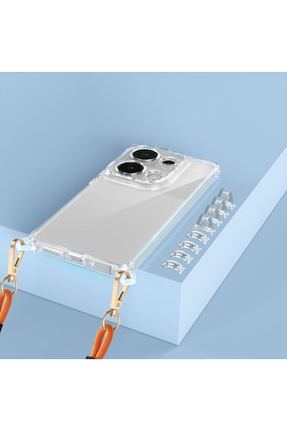 Zore Xiaomi Redmi Note 13 Pro 4g Uyumlu Kılıf Airbagli Takılabilir Askı Aparatlı Msra Snap Silikon Kapak- Şeffaf