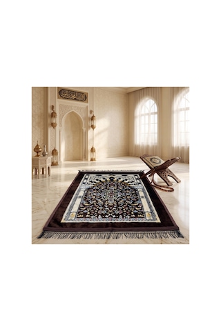 Peluş Seccade 80x120 Cm Desenli Lüks Namaz Seccadesi Çok Renkli-4