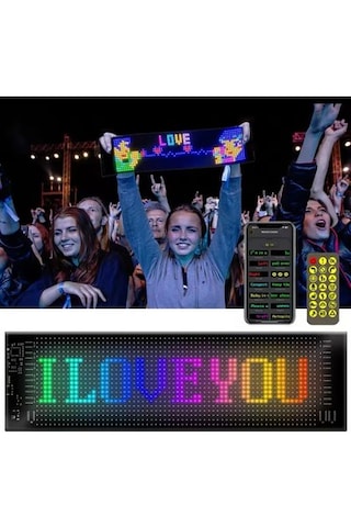 Led Matrix Panel Cama Telefon Kontrollü Led Ekran Panel Boy 16x96 Siyah