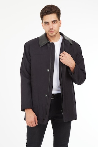 Sposo 1620 Su Itici Kumaş Yakası Ve Içi Çıkmalı Siyah Erkek Kaban Siyah
