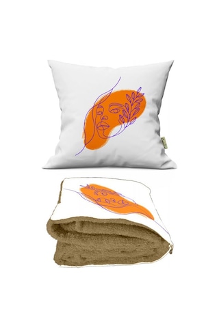 Modern Kadın Silüet Desenli Opsiyonel Battaniyeli Hediye Yastık 38x38cm Hediye Paketi-Hediye Paketi