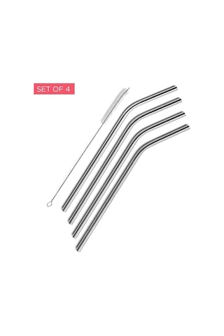 Çelik Pipet Paslanmaz Çelik Metal Meşrubat Pipeti Ve Pipet Temizleme Fırçası Seti 5 Parça Renkli